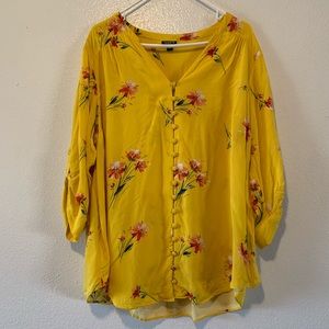 Torrid-Harper-Yellow Floral Challis Blouse